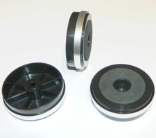 4x runde Hifi Gerätefüße  Ø 50x15mm Silber/Schwarz Boxenfüße  Dämpfer Feet