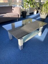 Couchtisch Beistelltisch Granit mit Ablage aus Glas, H: 44, B: 110, T: 70