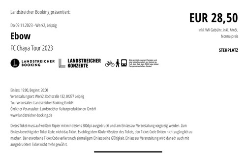 Ebow kozert karten - kozert, 9.11.2023
