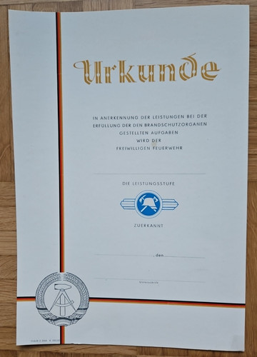 Ddr feuerwehr blanko urkunde - ddr,