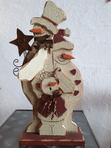 Deko schneemanngruppe aus holz - deko,