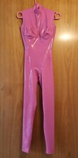 Latex Catsuit Beauty Supatex 4D Party Pink ärmellos Brust Cups Latexcrazy XS S 