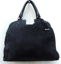 abro - Made in Italy - Damen Handtasche Henkeltasche Shopper Nubukleder schwarz