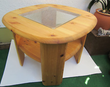 COUCHTISCH MIT GLASPLATTE & ABLAGEBODEN / KIEFER MASSIV!