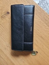 Fossil Geldbörse, Portemonnaie Damen neu Leder schwarz RFID mit Etikett 