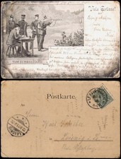 Litho AK Viele Grüße Schiessstand Militaria 1900   gel. Stempel Leipzig Gohlis