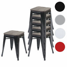 6er-Set Hocker HWC-A73, Sitzhocker, Holz-Sitz Metall Industriedesign stapelbar