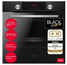 Backofen Pyrolyse Umluft Grill Timer Schwarz. Amica EBPX 945 600 SM. B-WARE!