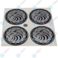 4 x YOU.S Nabenkappen Silikon Aufkleber 56,0 mm - schwarz silber Adler Logo