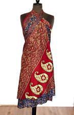 Wickelröcke Rock Seide Blau-Rot uni size 83 cm geblümt Handgefertigt-Indien