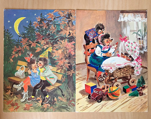 Motiv ansichtskarte igel - 2x, motiv-ansichtskarte,