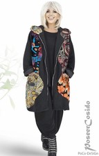 LAGENLOOK Italy Boucle-Mantel Jacke schwarz 44 46 48 50 52 54 L-XL-XXL-XXXL