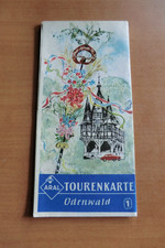 ARAL Tourenkarte Odenwald ca. 1963 Werbung Beschreibungen neuwertig