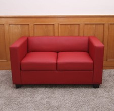 2er Sofa Lille, Couch Loungesofa, Leder rot
