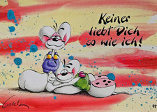 Diddl Postkarte - Nr. 14 - Depesche - Liebe - Spruch - Liebeserklärung