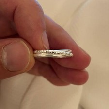 925 Sterling Silber Triple Interlock Bandring - ein strukturierter Ring Rollbänder