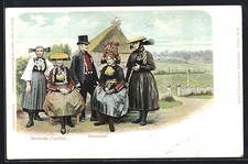 Hamburg-Vierlanden, Vierländer Trachten, Brautpaar, Ansichtskarte 