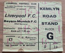 Ticket EC 20.10.71 FC Liverpool - Bayern München England Deutschland DFB
