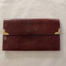 Ellen Betrix Vintage Geldbörse Clutch Damen Echtleder Bordeaux 1950