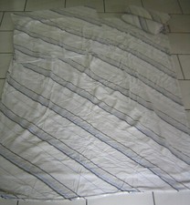 Biber Bettwäsche 2 x Bezüge, 2 x Kissenbezüge weiß blau gestreift ca. 177 x 144