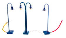 3x Leuchte HO Lampen - grau/grün- schwerer Standfuß  10,8 cm - H0 HO 1:87