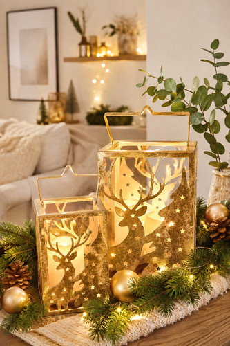 Laterne windlicht gold mit - xl,