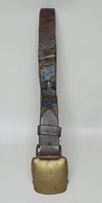 Alte Kuh Ziegen Glocke 10 x 9  cm mit Leder Band Riemen Alm Bauernhof Deko