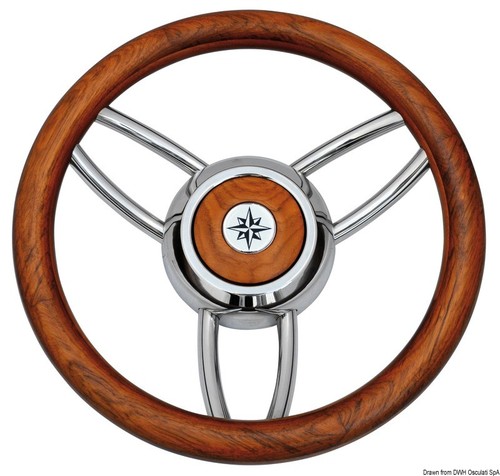 Edelstahl teak steuerrad - edelstahl/teak,