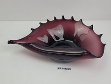 Dekoschale JOSKA Glas Violett Handarbeit Muschelform 70er Jahre Vintage #2511543