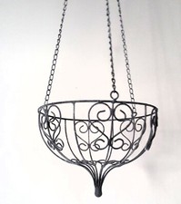 Blumenampel grau Metallkorb