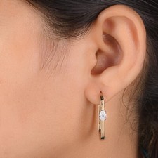 0.84 Karat Kunstdiamanten Grown Cvd Oval Solitaire Diamant Creolen 14k Gelbgold