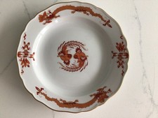 Meissen Reicher Drache Hofdrache rot, Speiseteller, Porzellan, Goldrand