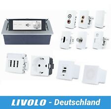 Einbau Tischsteckdose 3 Fach für Livolo Einsätze Schreibtisch versenkbar Stecker