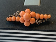 +++   Antike   Jugendstil   Korallen-Brosche   Double   +++