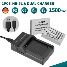 2× Akku NB-5L + Ladegerät