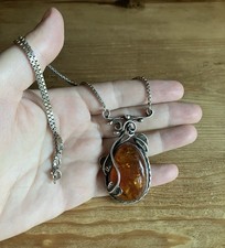 Silber 925 Bernstein Anhänger