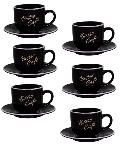 6er set schwarz kaffeetassen - schwarz,