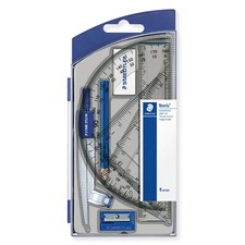 STAEDTLER 550 Geometrie-Set Noris® Zirkel Lineal Winkelmesser Geodreieck - 8tlg.
