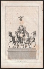 c1835 Die Quadriga Brandenburger Tor Berlin Original-Kupferstich aus Strahlheim
