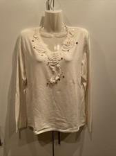 IMAGINI Pullover mit Häkelverzierung " offwhite " Gr. L 