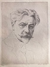 Emil Orlik, "Arthur Nikisch", Radierung 1920, signiert