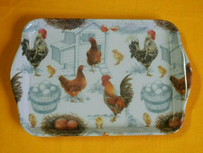 Ambiente 1x Tablett HÜHNER 13 x 21 trays Hennen Küken Hahn Stall Nest Eier A1