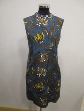 'S Max Mara Kleid Etuikleid Wendekleid ärmellos Taschen blau Blätter Gr.34 (R81)