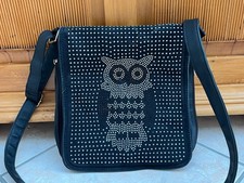 Handtasche mit Eule Schwarz Umhängetasche Strass Glitzer
