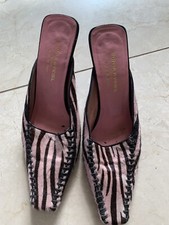 Sammlerstück Schuhe Von Sonja Rykiel Pantolette Zebra Rosa/schwarz Fell Größe 38
