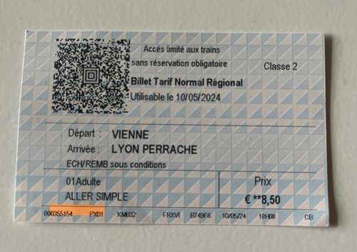 Fahrkarte vienne lyon - vienne,