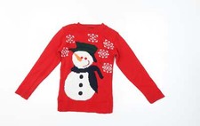 Globals Damenpullover roter Rundhalsausschnitt Acryl Größe S - Weihnachtspullover