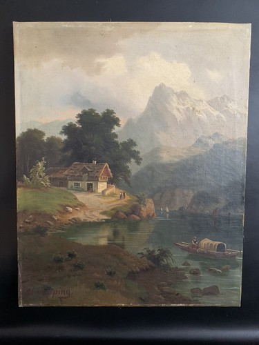 ölgemälde berglandschaft see - Ölgemälde,