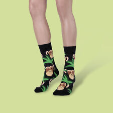 UnaBux Socken CHETA - schwarze Socke mit Affen Kopf und Dschungel Palmen