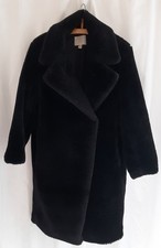 Damen Webpelzmantel Schwarz